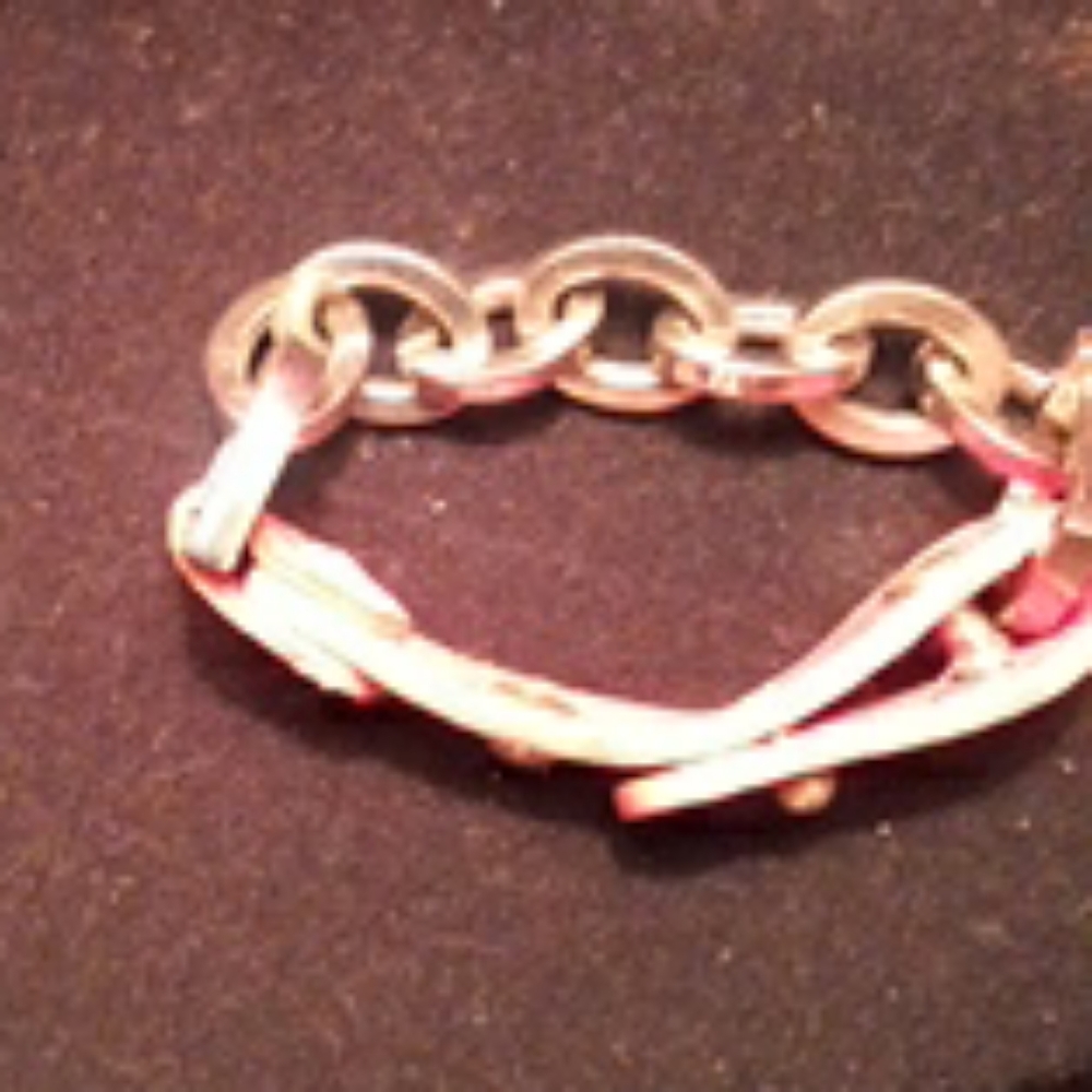 Pink leather N chains bracelet